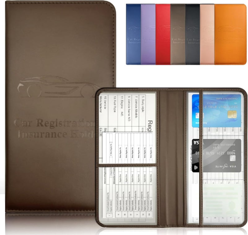 OBDMASTER Brown Car Registration & Insurance Card Holder for Glove Box Organizer Vehicle License Document Auto Truck Comparment Interior Accessories Case - Image 1